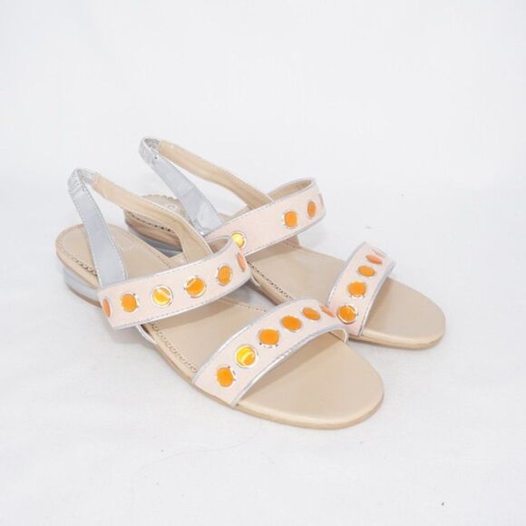 Rara Avis Orange Jeweled Sandals, Size 6.5 - Picture 4 of 8